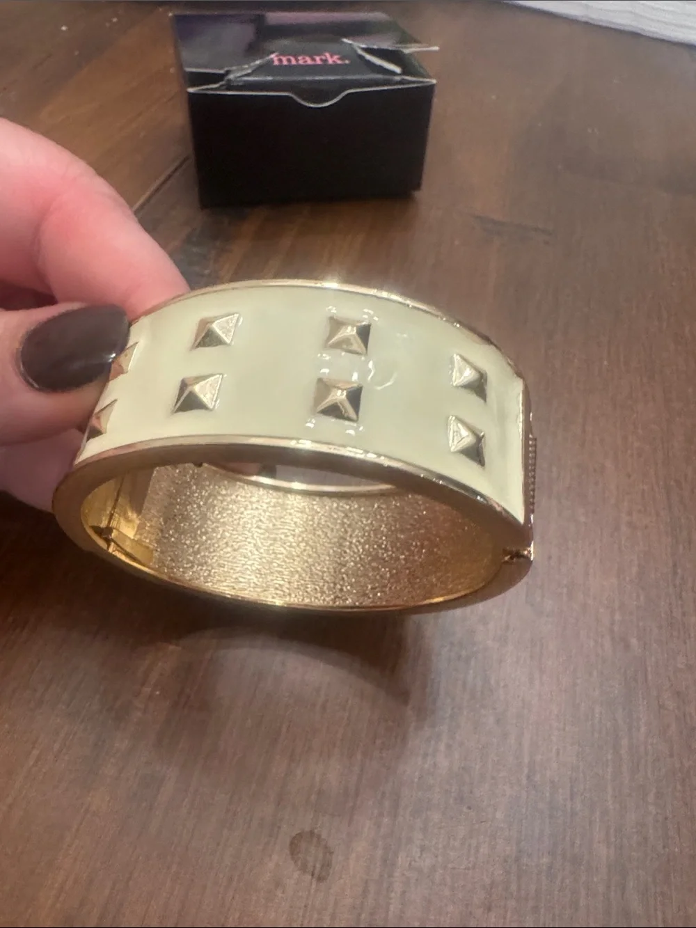 Brand New Mark. Gold-Tone Cream Studded Bangle Bracelet